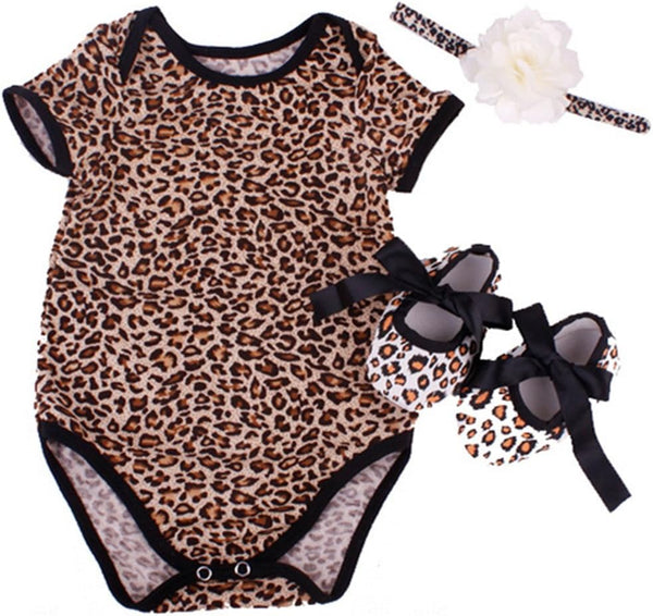 Leopard Romper Clothes Set for 20-22 Inch Reborn Baby Dolls, Newborn Girl Bodysuit Toy