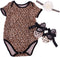 Leopard Romper Clothes Set for 20-22 Inch Reborn Baby Dolls, Newborn Girl Bodysuit Toy
