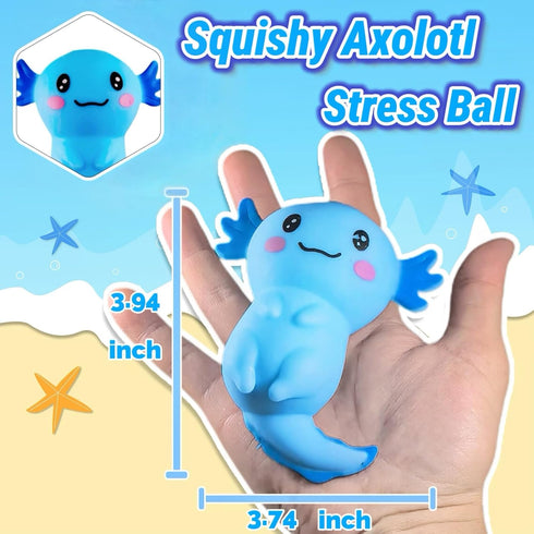 Belsheu Axolotl Animal Dough Fidget Balls Squishy Toys, Blue Axolotl Squeeze Sugar Stress Ball for Adults, Anxiety