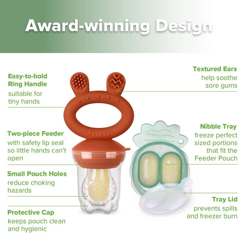 Haakaa Baby Feeder & Popsicle Molds - Copper & Pea Green