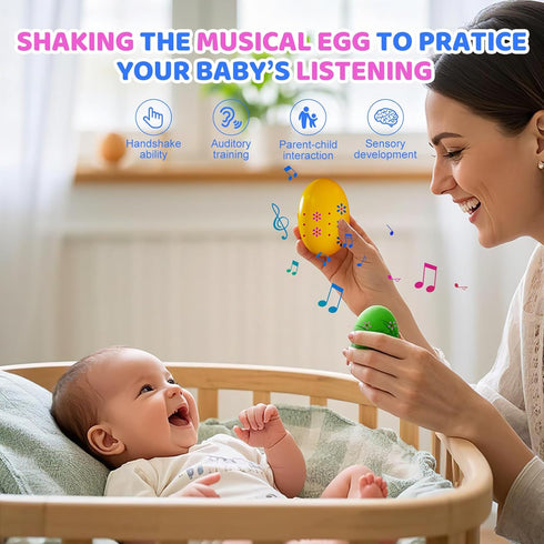 jhwsxtek 6 Pack 1-3 Easter Basket Stuffers, Eco-Friendly Woode Percussion Musical Shaker, Toddlers Stocking Stuffers