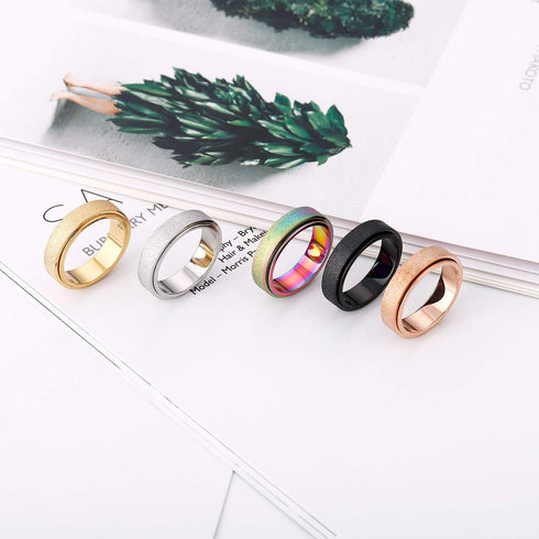 6-12, 6MM, 5-Color: Titanium Stainless Steel Anxiety Ring for Women Men Fidget Spinner Ring, Size Width Rose