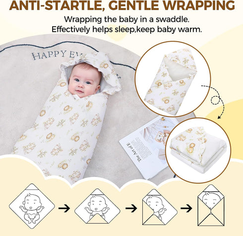 Newborn,35"x35"Universal LAT LEE AND TOWN Winter Baby Car Seat Blanket for Baby Wrap Blanket with Ruffle Hood,Winter