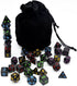 5 Sets New Black Polyhedral Dice with Satin-Lined Velvet Bag for Dungeons and Dragons DND RPG MTG