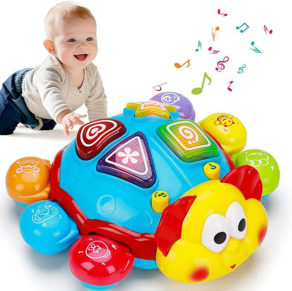 Baby Crawling Toys 6-12 Months, Musical Light Up Tummy Time Toy for