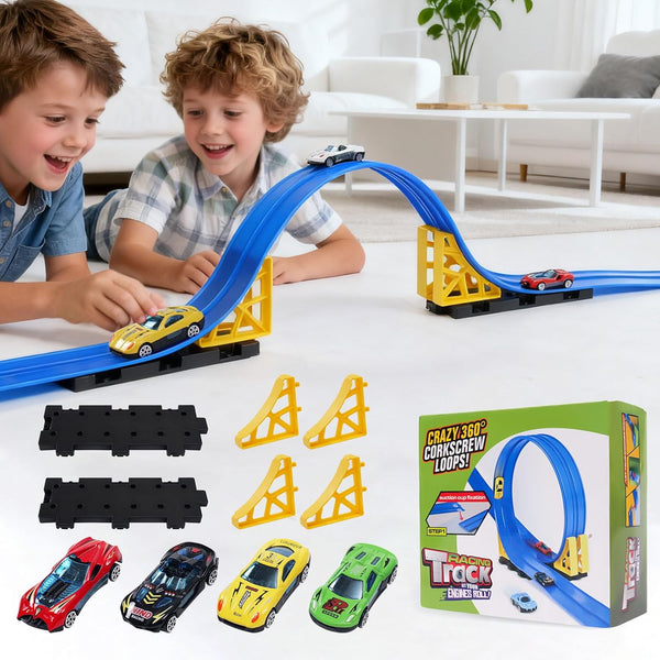 Flexible Race Track for Kids - 15Ft Car Track with 4 Vehicle