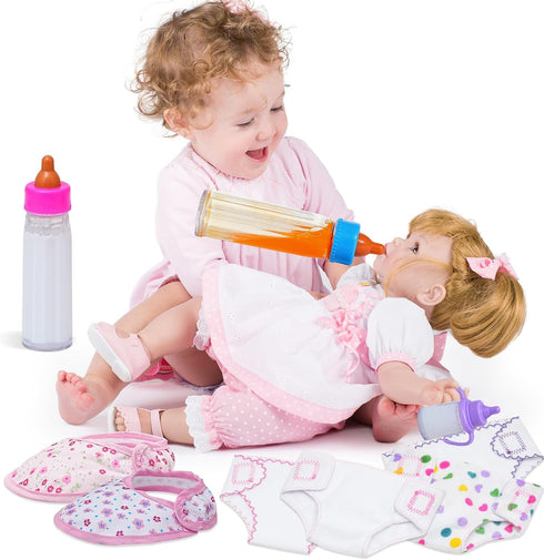 13 Pack Baby Doll Accessories, Feeding & Caring Set with Diaper Bag, Bottles, Pacifiers & Diapers