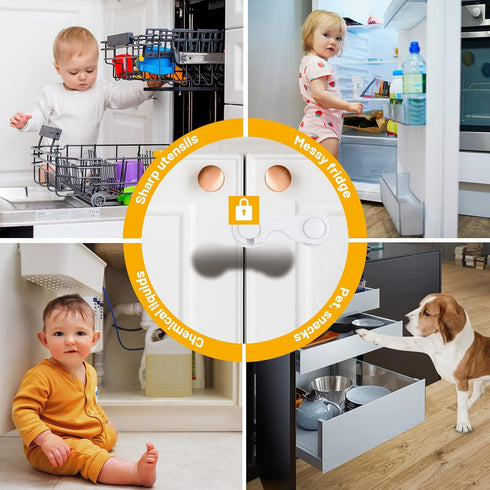TRILINK Cabinet Locks for Babies - 10 Pack Baby Proofing Safety Locks for Cabinets, Fridge, Strong Adhesive, No Drilling