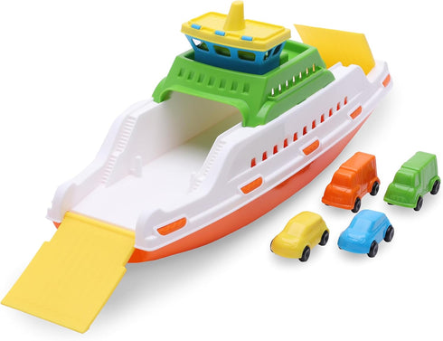 Toyland 39cm (15") 4 3 Colourful Ferry Boat with Moveable Ramps & Mini Cars - Kids Floating Water Toy - Pool & Bathtime