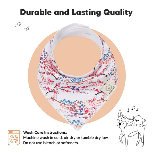 10-Pack Organic Baby Bandana Bibs, Super Absorbent Cotton for Boys, Girls, Teething Bibs, Infant, Toddler (Tea Party)