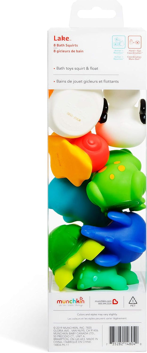 Munchkin Baby Bath Toy Squirts, 8 Pack, Lake Animal Squirters for Toddlers 9 Months and Up