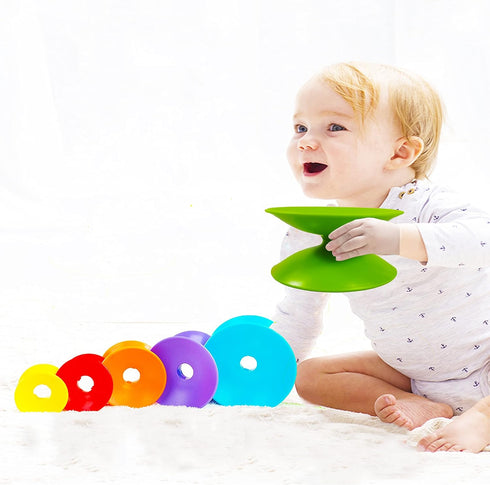 Rainbow Spinning Wheel Toy, Kids Stackable Spinning Toy for Babies and Toddlers, Interactive Learning Toys
