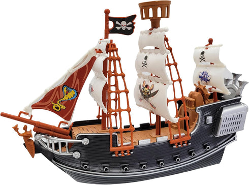 10 inch Playset, 3+ The Dreidel Company Pirate Boat Detailed Pirate Ship Adventure Pirate Toy, Pirate Party Favor