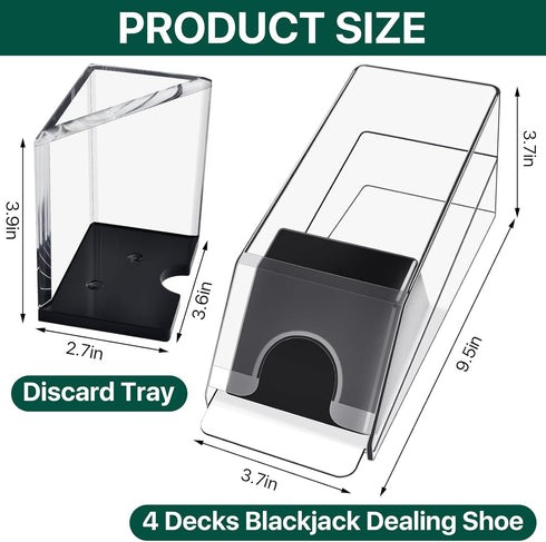 4 Deck Blackjack Shoe and Discard Tray, Clear Acrylic Blackjack Card Dispenser Dealing Holder Shoe for Playing Card Standard Size Poker Deck Game Night