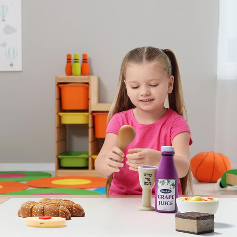 Set Rite Lite My First Shabbat Play Food - Jewish Kids Gift, Pretend Play Judaica Toy - Includes Challah, Grape Juice