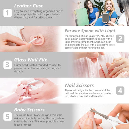 15 1 Set 01 Baby Grooming Kit, in Portable Baby Safety Care with Hair Brush Comb Nail Clipper Nasal Aspirator etc