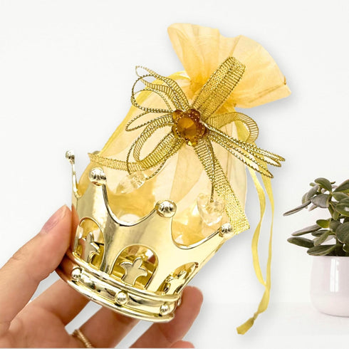 JC HUMMINGBIRD JCHB12 Pieces Fillable Gold Crown with Flower Pouch, Party Favors