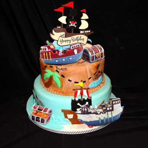 Sailboat Set Pirate Ship Cake Topper Nautical Model Decoration Gold Coins and Pirate Gems Pirate Treasure Chest Compass