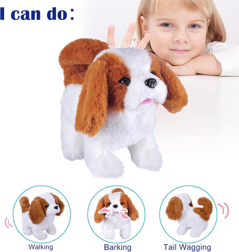 WorWoder Interactive Electronic Plush Saint Bernard Toy Puppy - Walking, Barking, Tail Wagging Companion for Kids