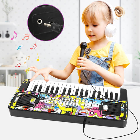 M SANMERSEN Piano Keyboard for Kids - 37 Keys Electronic Pianos with Music Book Bracket for 3-8 Years Old