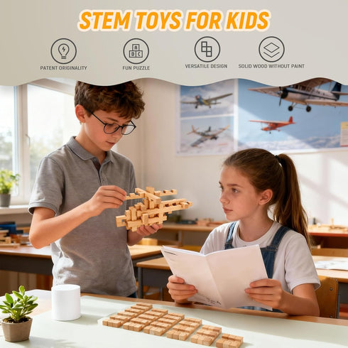 GLCforever 15 1 -15+ 3D 5+ in STEM Wooden Building Blocks Shapes, Puzzle, Logic Brain Games, Educational Toys Gift