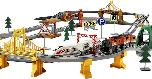 Snazzikid 119PCS Electric Train Set for Kids Ages 4-8, Battery Operated Train Set