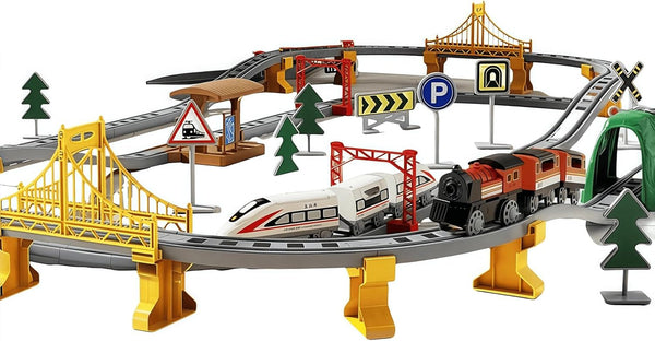 Snazzikid 119PCS Electric Train Set for Kids Ages 4-8, Battery Operated Train Set