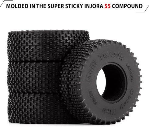 INJORA 1.0 Tires - S5 All Terrain Comp Pin Crawler Tires for TRX4M AX24 SCX24 FCX24 Upgrade Parts, 55 * 20mm