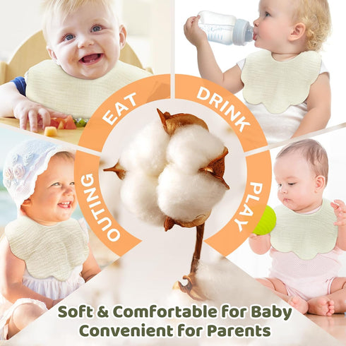 Baby Muslin Drool Bibs for Baby Girl Boy, Cotton Teething Bibs and Drooling Bibs