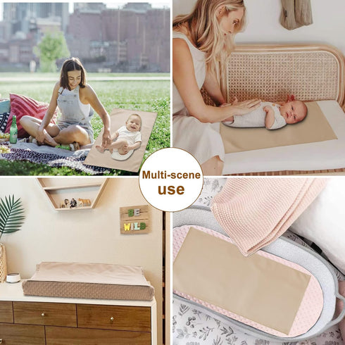 Owlowla Baby Diaper Changing Pad, Portable Changing Mat Travel Liner for Baby and Small Toddler (Beige & Brush Strokes)
