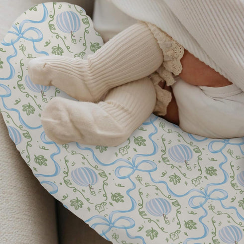 Selgkds Fall Blue Pumpkins Bows Gingham Nursing Pillow Covers Autumn Thanksgiving Harvest Soft Stretchy Nursing Cover