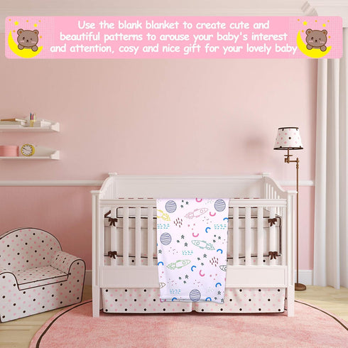 Boao 2 Pcs Fuzzy White Blank Baby Receiving Blanket, Soft Warm Infant Newborn Blanket for Crib Stroller, 30 x 40 Inch