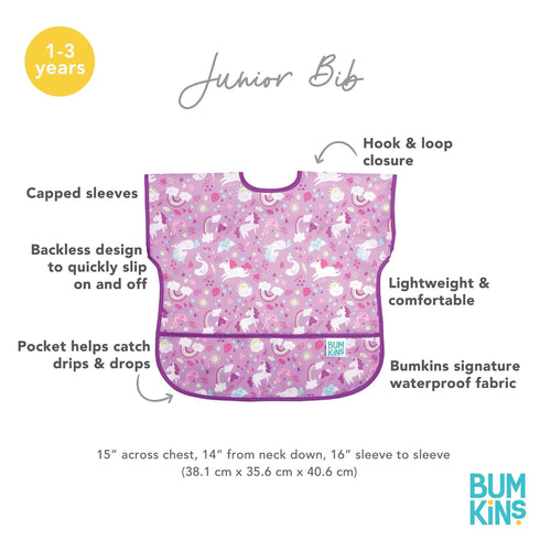 1-3 Bumkins Short Sleeve Bib for Girl or Boy, Toddler and Kids for Years, Large Size, Essential Must Have for Junior