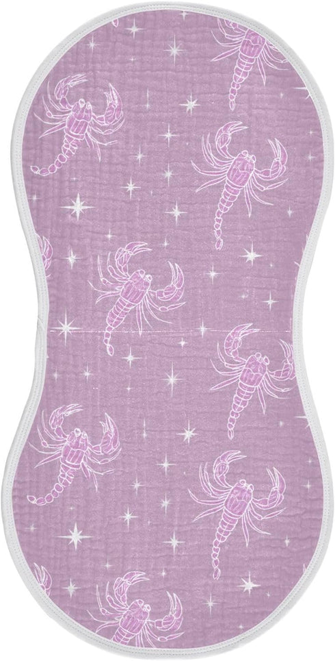 decor gift Cotton Muslin Burp Cloths Good Absorbent? Ghothic Scorpion Star Pastel Purple Milk