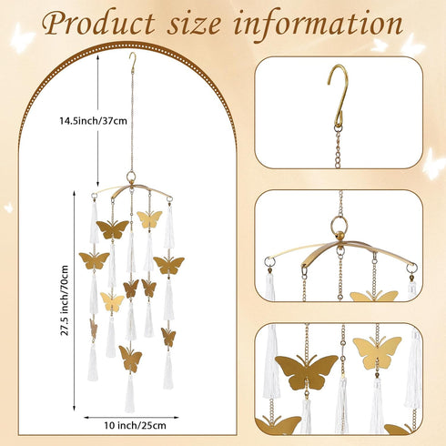 Colingmill 4210 Inch Butterfly Crib Mobile Handmade Brass Ceiling Hanging for Baby Nursery Girls Butterfly Hanging