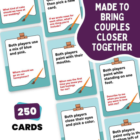 2 The Couples Painting Game Date Night Card & Painting Kit | Fun DIY Activity with Prompts, Challenges & Questions