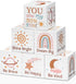 Vertintong 6 Pcs 1.6 Inch Inspirational Boho Rainbow Nursery Decor Baby Wooden Blocks