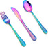 LIANYU 12-Piece Rainbow Kids Silverware Set, Stainless Steel Toddler Utensils, Dishwasher Safe