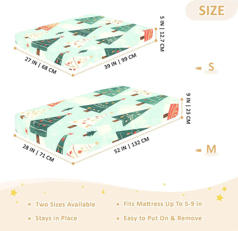 Bseiialft 52 28 Christmas Trees Green Crib Sheets for Boys Girls Soft and Breathable Cotton Baby Sheets for Standard