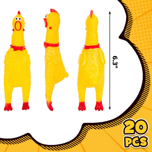 POPLAY 20PCS Squeaky Rubber Chickens, Bulk Prank Novelty Pet Toys for Family Game Party Favors, Noise Maker