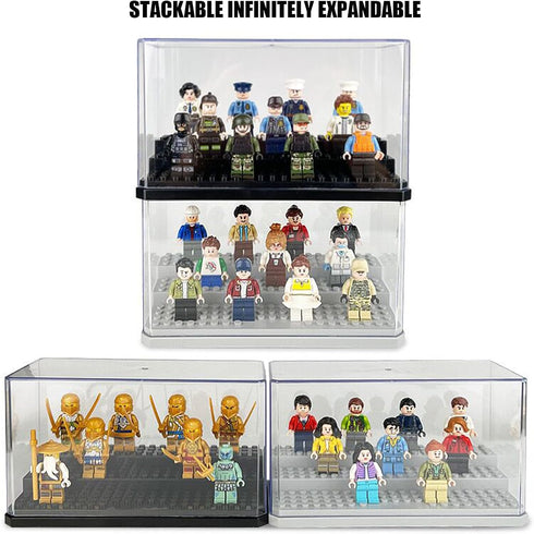 Acrylic Minifigure Display Case, Stackable Action Figures Blocks Display Box, Clear Dustproof Display Case for Lego
