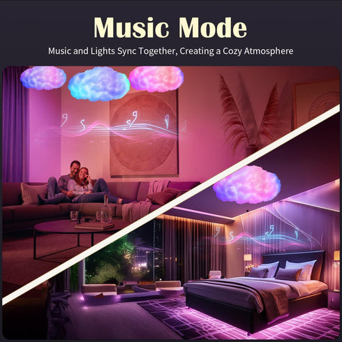 oooYYDSxxx 3D 1 Pack 24 Inch 16 Cloud Lamp APP Controlled Music Sync Cotton LED Mood Lights Million Color Changing