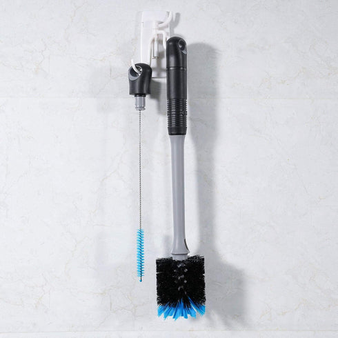 2 Pack 2-in-1 Bottle Brush with Straw Brush, Long Handle Water Bottle Scrubbing Brush for Cleaning Sport Bottles