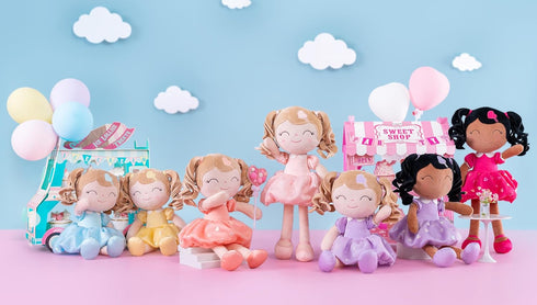 2-4 Gloveleya Baby Doll Baby Girl Gifts Plush Curly Kids Girl Toys with Love Toys for Ages Toddler Toy Pink