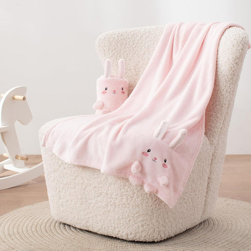 Baby Blanket, Foldable Rabbit Shape Plush Blanket, Super Soft Warm Breathable Receiving Blankets Newborn Nursery