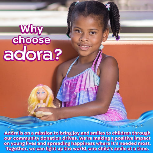 ADORA Water Wonder Mermaid Dolls, Color-Changing Tail in Cold Water, 7" Toy Baby Doll