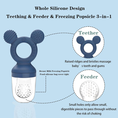 Frozen 3 Baby Fruit Feeder, Teething Toys, Infants Teether Pacifier with Extra Teats, Toddler Eating Essentials, BPA