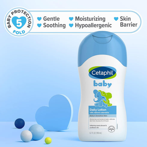 Oils,6.7 Oz (Packaging Cetaphil Baby Daily Lotion with Organic Calendula, Hypoallergenic, Sweet Almond & Sunflower Fl.