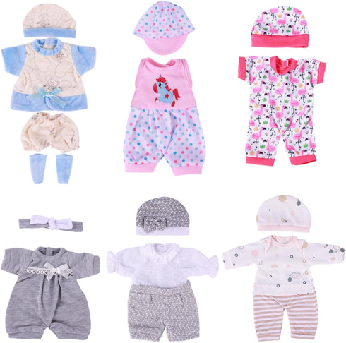 BABESIDE 6 Sets Reborn Baby Doll Clothes - 12-15 Inch Babydolls, Clothing Accessories Set for Realistic Baby Dolls, 14