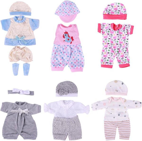 BABESIDE 6 Sets Reborn Baby Doll Clothes - 12-15 Inch Babydolls, Clothing Accessories Set for Realistic Baby Dolls, 14